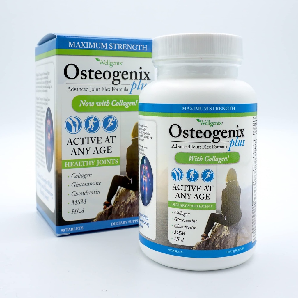 Wellgenix Osteogenix Advanced Joint Flex Formula (90 Ct) - Suplemen Lule dengan Collagen II, Glucosamine, Chondroitin, MSM & HLA - Lubrikasi & Discomfort Dupport untuk Pria & Perempuan