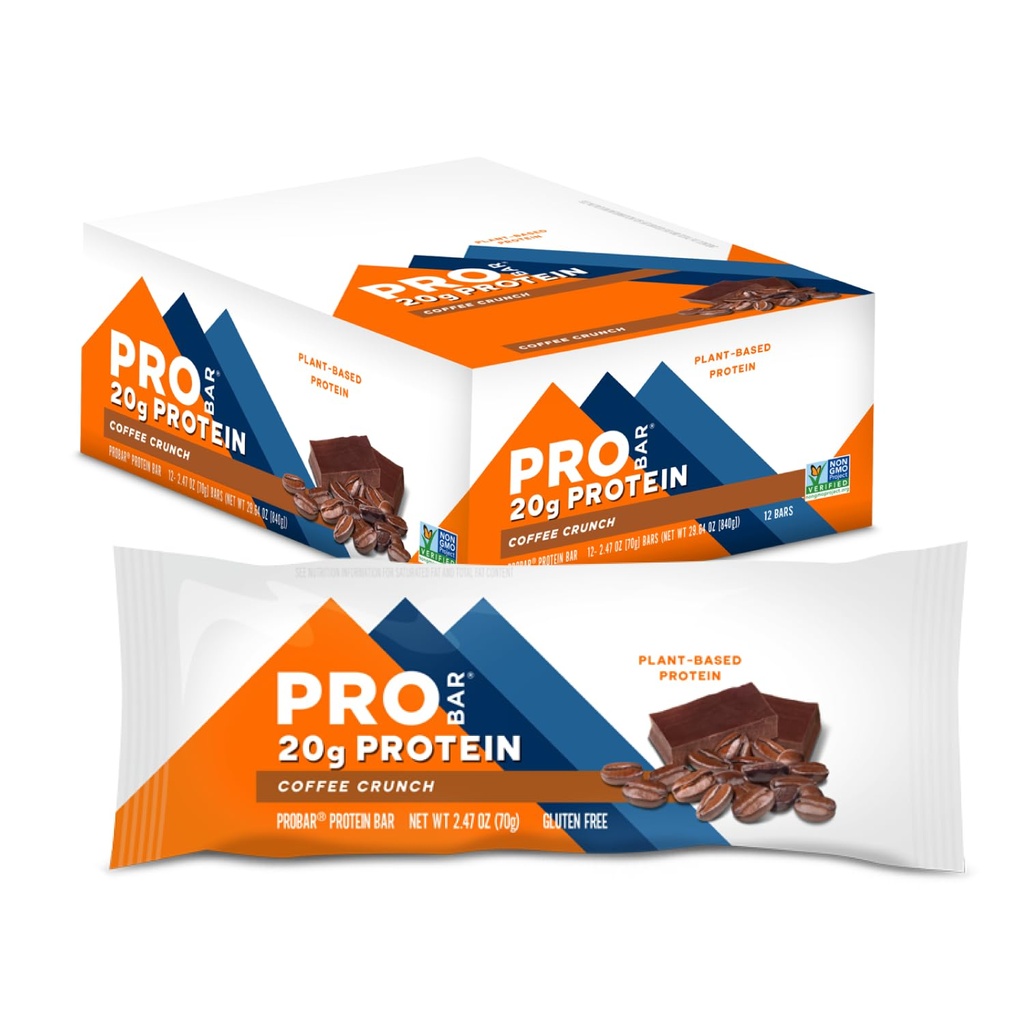 PROBAR-PROTEIN Bar, Coffee Crunch, Non- GMO, Gluten- Free, Sehat, Plant-Based, Whole-Food Ingreations, Natural Energy (12 Count)