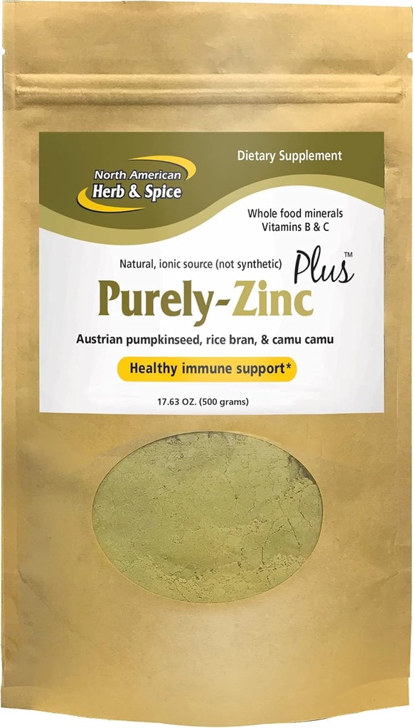 Amerika Utara Herb & Spice Purel-Zinc Plus - 17.63 oz - Whole Food Zinc Suplement - Healthy Ammune Dumpkin - Austria Benih Pumpkin, Rice Bran & Camu - Non-GMO - 18 Servings