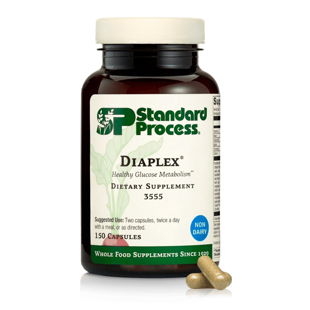 Diaplex Proses Standar - Tambahan untuk Pankreas & kandung kemih - Berisi Kromium & Antioksidant Vitamin A - Non-Dairy - 150 Capsules (75 Pelayan)