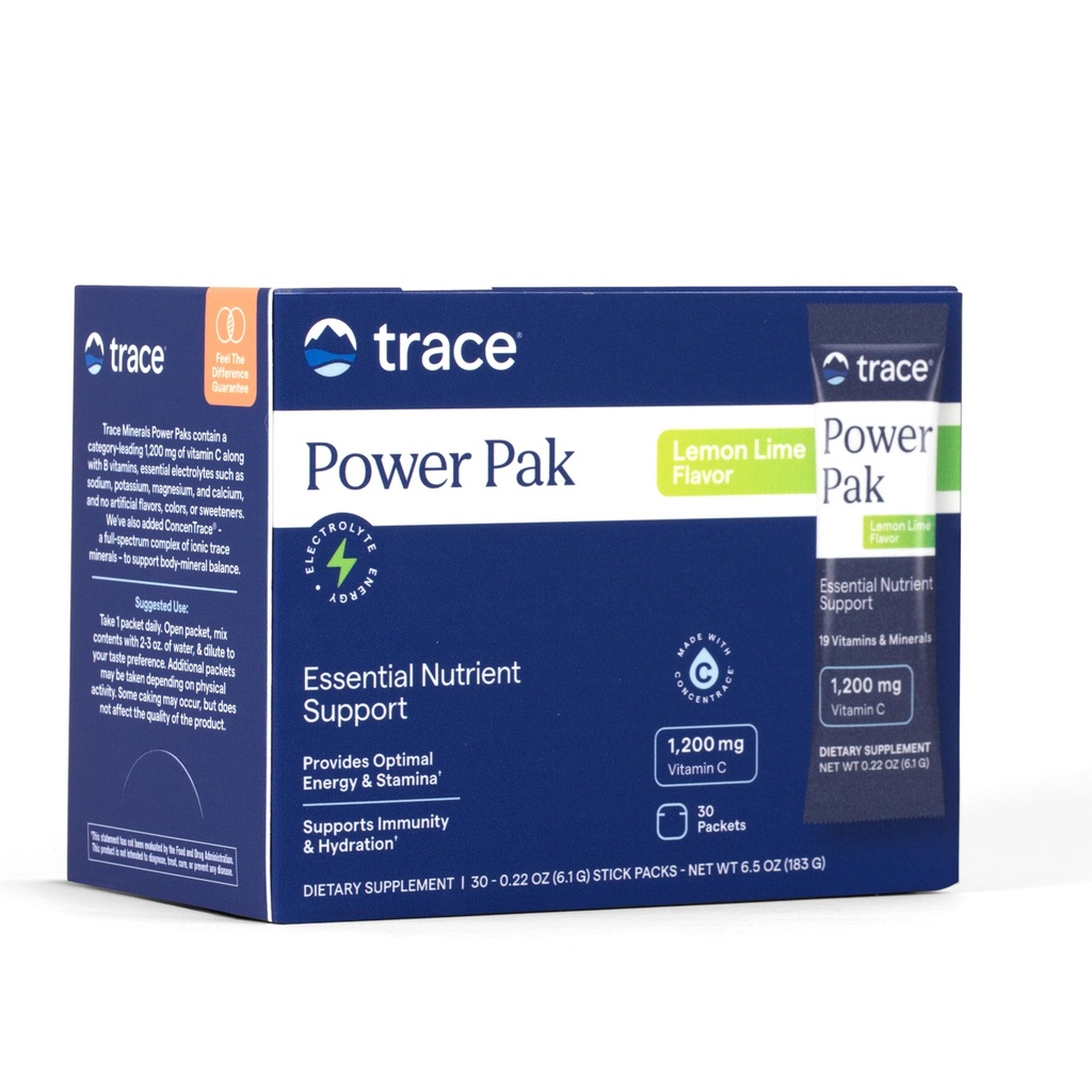 Telusuri Tenaga Mineral Pak Multivitamin dan Paket Multimineral - Dukungan Elektrolite - 1200 mg Vitamin C ditambah 70 + Trace Minerals - Lemon Lime Flavor - 30 Paket