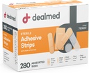 Dealmed Asported Variety Pack Flexible Adhesive Bandages Sterile Bandage Strips with Non-Stick Pad, Latex Free, Wound Care for First Aid Kit (280 Bandages)