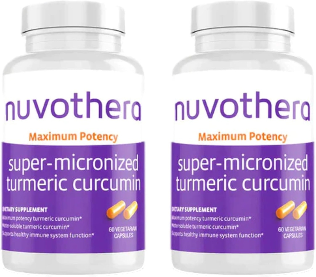Nuthera Super- Micronized Turmeric Curcumin Capsules 2- Month Supply Rapid Absorpsi, Whole Root, None-GMO, Skin, Gut Health & Antioksidants (120 Capsules)