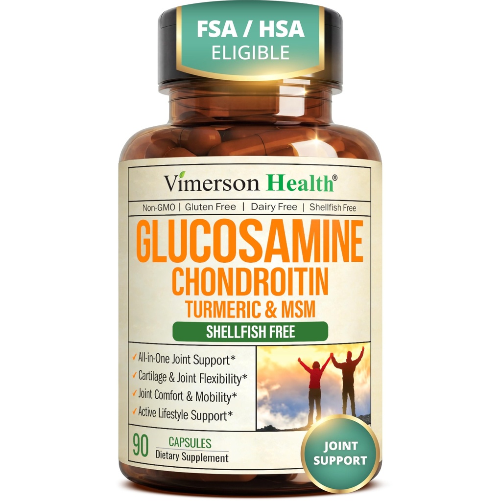 Glucosamin Chondroitin MSM - Bersama Suplemen Dukungan untuk Perempuan dan Pria dengan Glucosamine Sulfate 1500 mg, Chondroitin dan MSM - untuk Kartilage, Kesehatan Gabungan dan Fleksibilitas - 90 Capsules