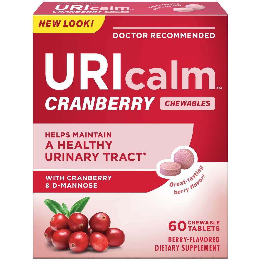 Uricale Cranberry, Tambahan Dieter Harian Diwable dengan D- Mannose, Berry, 60 Count