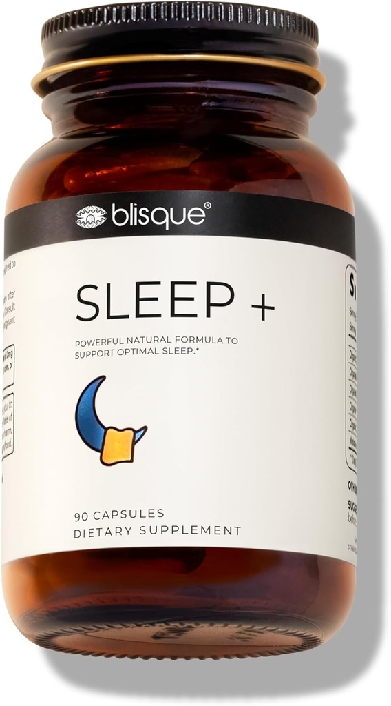 Blisque - Suplemen Bantuan Bantuan Tidur Natural (Natural Sleep Aid Support) untuk Sunyi 124; Doctor- Approved 124; with Melonatin, Valerian Root, and Passion Flower 124; 90 Capsules 124; Vegan
