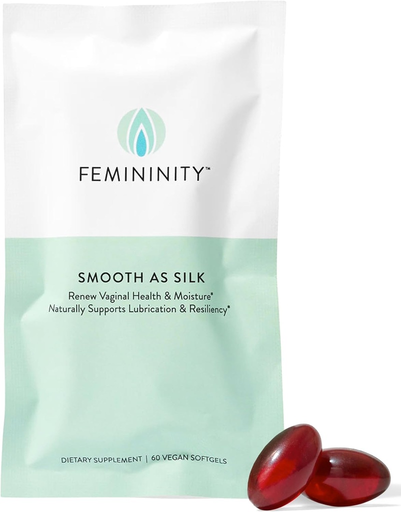 Feminity Smooth as Silk 30- Day Refill for Vaginal Dryness (60 Softgels) - Sea Buckthorn Oil with 365mg Omega 7 + Omega 3 and Omega 9