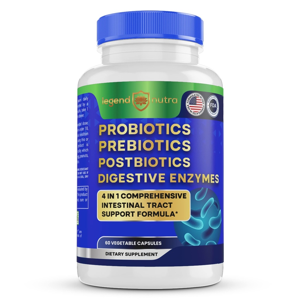 Provinsi Postoric Digetical Enzymes 4 dalam 1 Formula 60 Count (Paket 1)