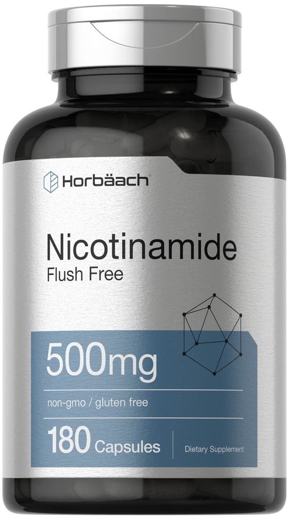 Horbach Nicotinamide 500mg 124; 180 Capsules 124; Flush Free Dietary Supplement 126; Non-GMO dan Gluten Free Vitamin