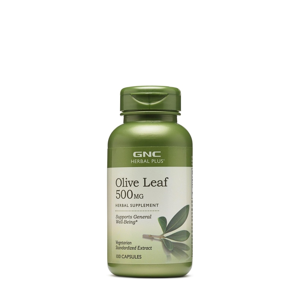 GNC Herbal Plus Olive Leaf 500mg Supplement, Vegetarian, Supports General Well- Menjadi, 100 Servis