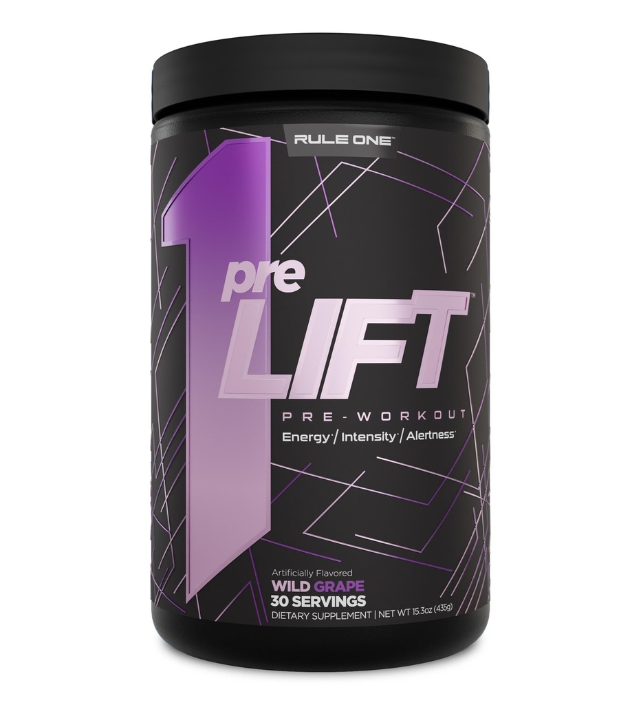 Aturan 1 preLIFT Pre-Workout, 6g Citrulline, 3.2g Beta Alanine, 3 Caffeine Sumber + 20 Lainnya untuk Energi, Ketepatan, & Endurance (30 Hamba, Wild Grape)