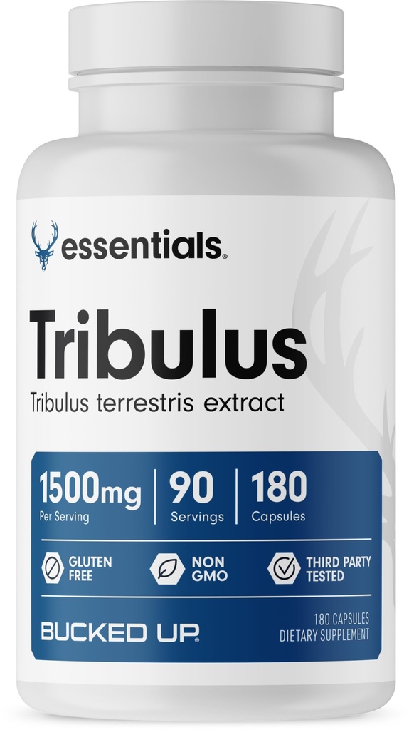 Bucked Up Tribulus 1500mg Per Serving, Esensial (90 Hamba, 180 Kapsul)