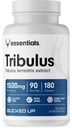 Bucked Up Tribulus 1500mg Per Serving, Esensial (90 Hamba, 180 Kapsul)