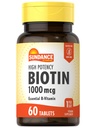 Sungdance High Potency Biotin 1,000 mcg Suppplement 1124; Escular B Vitamin Tablet 126; Vegetarian, Non-GMO & Gluten Bebas