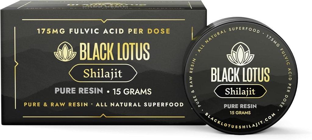 Black Lotus Pure Shilajit Resin, Tambahan Energi, Dukungan kekebalan dan Fokus, 85 Ionic Trace Complex, Acid Natural Fulvic, Acid Humic, Lab Verified, Lab Verified - 15g