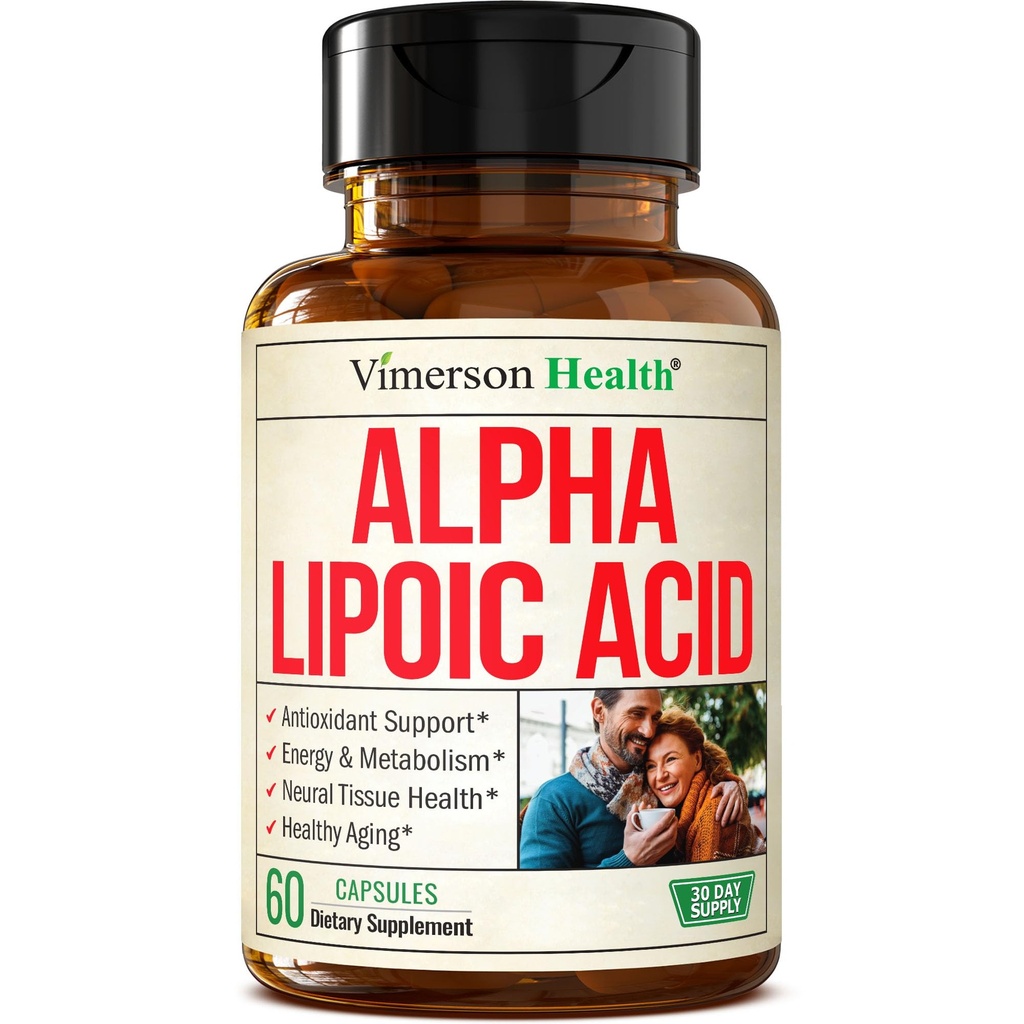 Alfa Lipoic Acid - High Potency 650mg Suplemen ALA untuk Nerve and Brain Healthy Aid - Vegan & Non - GMO - Lebih kuat daripada Alpha Lipoic Acid 600mg - 60 Capsules