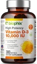 biophix Vitamin D-3 10.000 IU 380 Softgels - Tinggi-Potency dalam Extra Virgin Olive Oil None-GMO Soy- Free Supports Strong Bones Ammune Health
