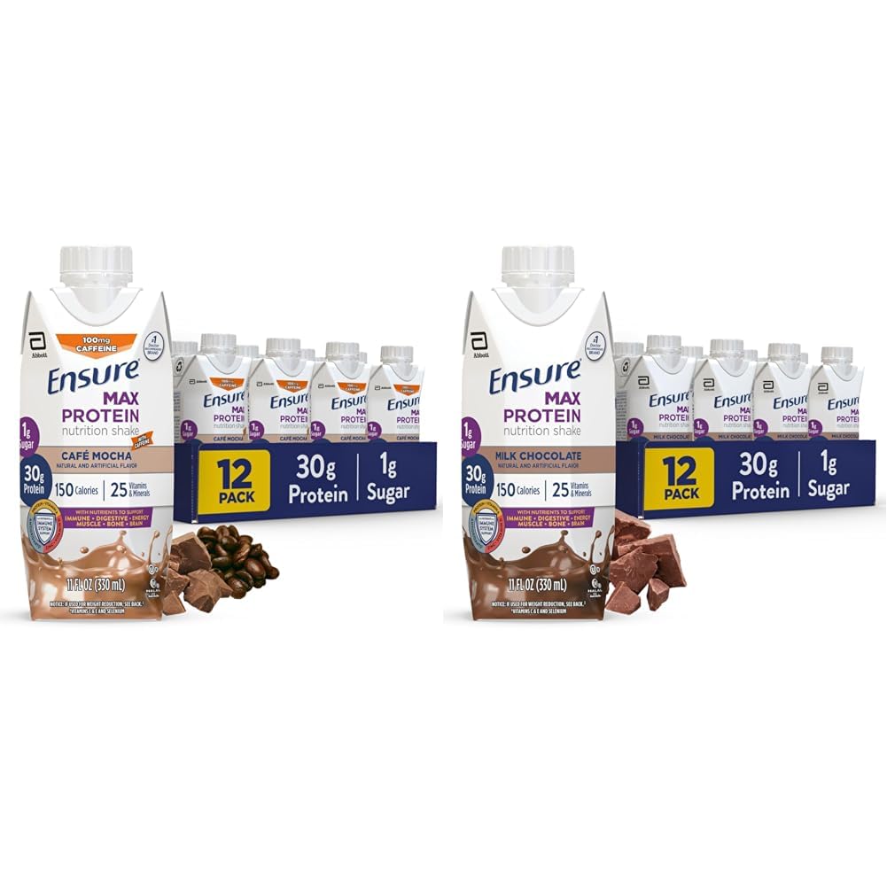 Yakinkan Max Protein Nutrasionary Shake dengan 30g Protein, 25 Vitamin & Minemins, 7 Flavors termasuk Cafe Mocha dan Milk Chocolate, Kemasan 12, Gluten Bebas