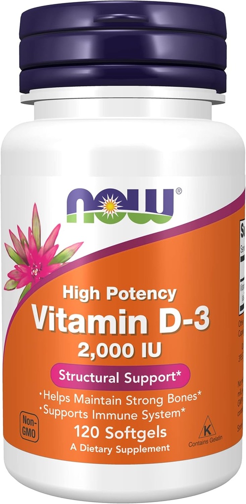 Sekarang Makanan Sekarang Makanan Vitamin D- 3, 50 mcg (2.000 IU), 120 Softgels, 3 Pack