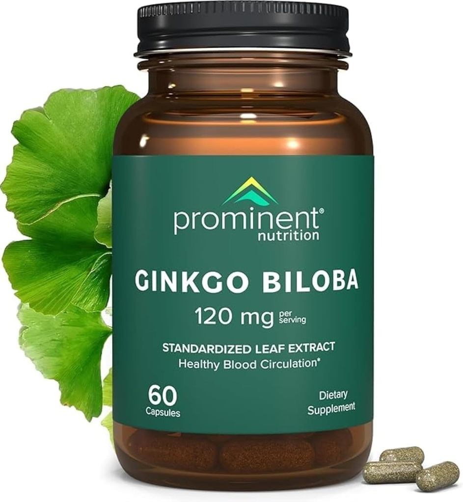 Pendaratan Nutrition Ginkgo Biloba 120mg - Ginkgo Biloba Ekstrak Leaf, Suplemen Herbal untuk Mendukung Memori & Fokus- Vegan, Non- GMO, Bebas, Soy- Bebas, 60 Hari Supply - 1 Pack