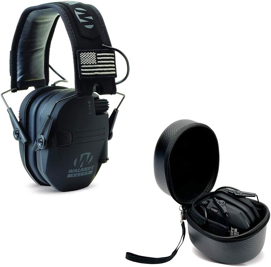 Walker 's Razor Slim Electronic Shooting Protection Muff (Suara Amplifikasi dan Penekanan) dengan Kasus Perlindungan
