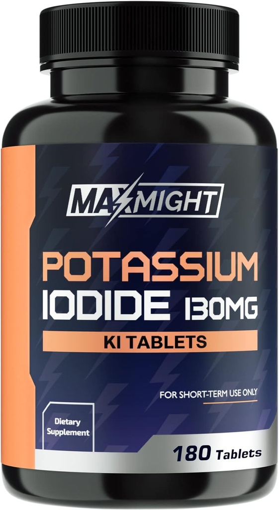 Potasium Iodide 130 mg, Non- GMO, Dietary Suplemen, 180 Tablet, Hingga 6 Bulan Supply, Potasium Iodide Pil, YODO Naciente, Dibuat di USA