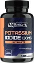 Potasium Iodide 130 mg, Non- GMO, Dietary Suplemen, 180 Tablet, Hingga 6 Bulan Supply, Potasium Iodide Pil, YODO Naciente, Dibuat di USA