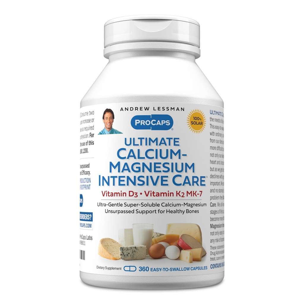 ANDREW LESSMAN Ultimate Calcium-Magnesium Intensive Care with Vitamin D3 & K2 MK7-120 mcg - 360 Capsules - Bone and Skeleton Health Essensial. Lembut, Mudah ditelan, Super Soluble. Tidak Ada Alamat