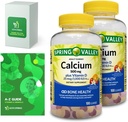 Kalsium Plus Vitamin D, Gummies Dewasa, 500mg, 1000 IU, Flavors Terencana, 100 Ct (2 Pack) Bundle dengan Vitamin Exclusive & Minemin- A ke Z - Lebih baik Light & Spring Guide (3 Items)