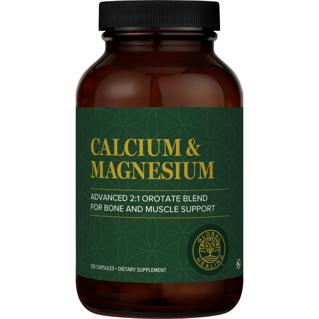 Global Healing Calcium and Magnesium Ocpin - Bone Power Suplement for Women and Men - Helping Strong Teeth and Cardiovascular Health for Normal Muscle Fungsi - 120 Kapsul