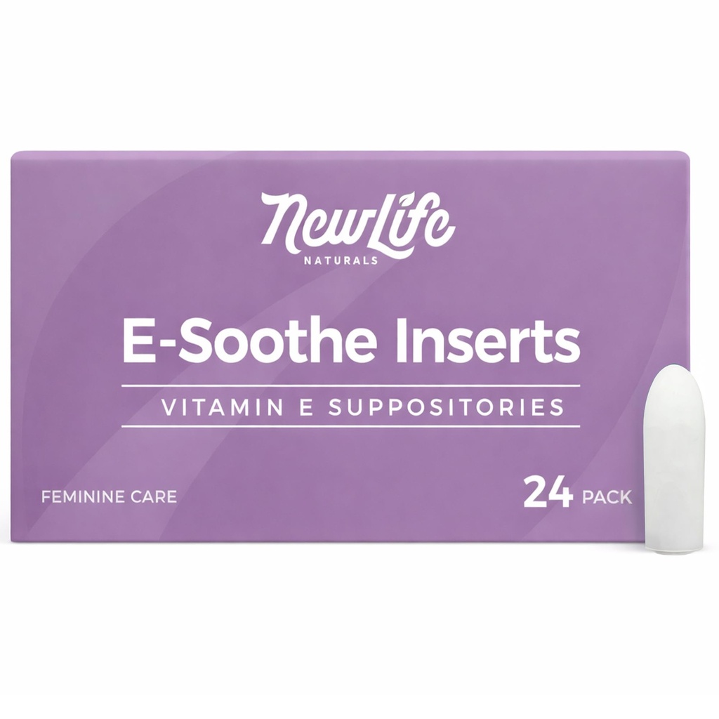 NewLife Vitamin E Supportation 38IU - Vaginal Dryness Irritation Menopause Relief - All Natural Estrogen Free Feminine Care - 24 Inserts