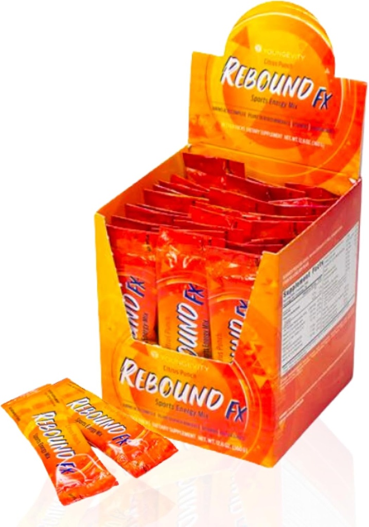 Kekanak-kanakan Rebound FX ™ Citrus Punch On- TheGo Stick Packs - 30 Count Box - Sports Energy Drins with Vitamin, Amino Accids, and Electrolites - Natural Caffeine - Support Hidration and Recoververy
