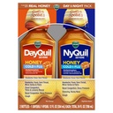 VICKS DayQuil & NyQuil Seveny Honey Flavor Co-Pack, Cold & Flu Medicine, Relieves Headache, Fever, Sore Throat, Minor Aches & Pains, Nasal Conbuble, Sinus Pressure, Stuffy Nose, dan Cough, 2x12oz