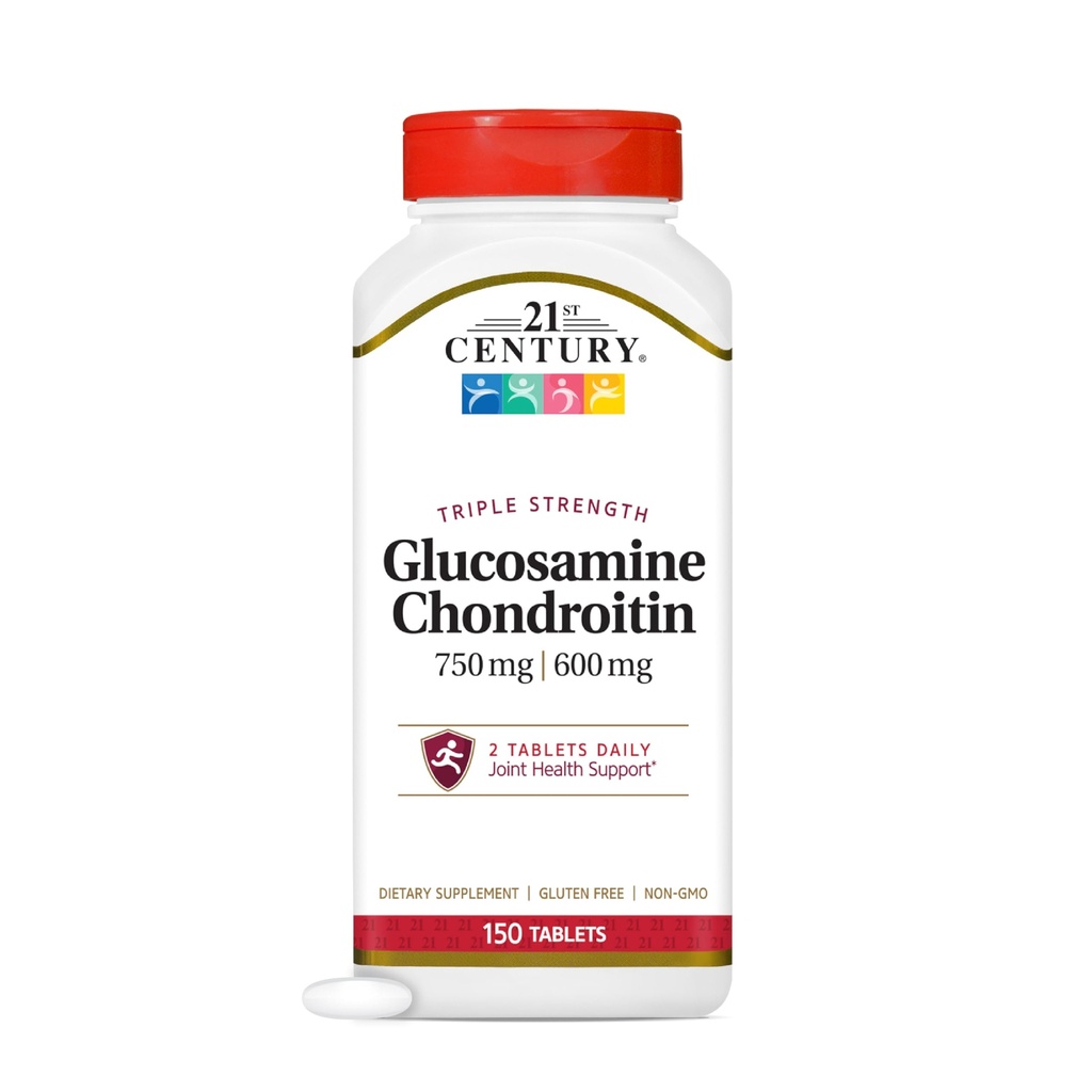 21 Century Glucosamin Chondroitin 750 / 600mg - Triple Kekuatan, Tablet, 150 Count