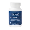 BRAINMD Vitamin D3 + K2- 60 Capsules - Dukungan Synergistic untuk Healthy Bones & Cognition - Gluten Free - 60 Servings