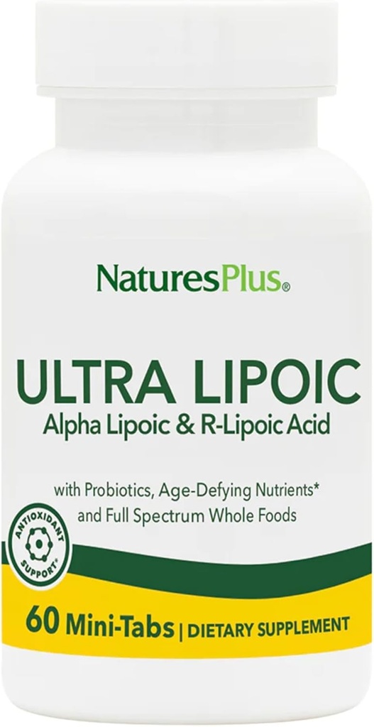 Natures Plus Ultra Lipoic - 60 Bi-Layered Mini- Tabs - Mendukung Pertahanan Radikal Bebas dengan Progories, NUTRENTS & Whole Food Concentude - Gluten Free - 30