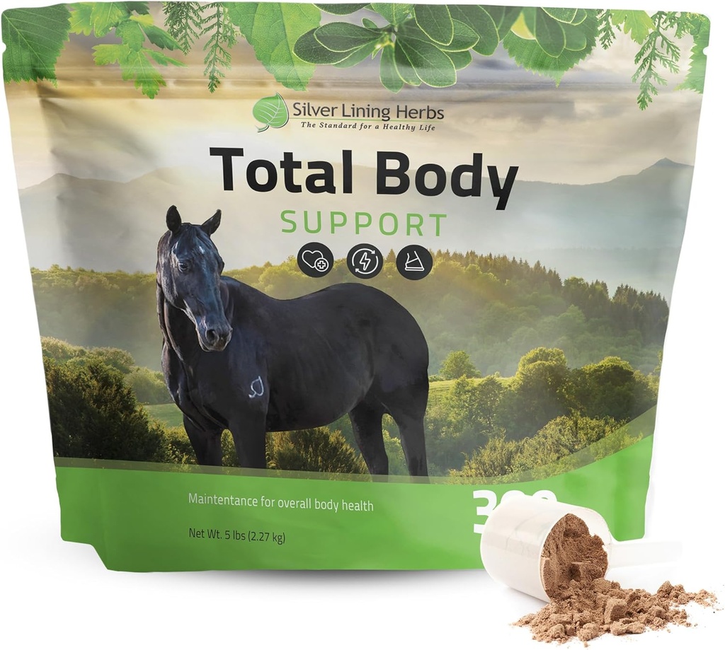Persediaan Kuda Body Total Persediaan Silver Lining untuk Mental & Overall Health - memroses Better Skin & Healthy Coat for Horses - Natural Herbal Equitionity Horse Supplemen 5 Lb Bag