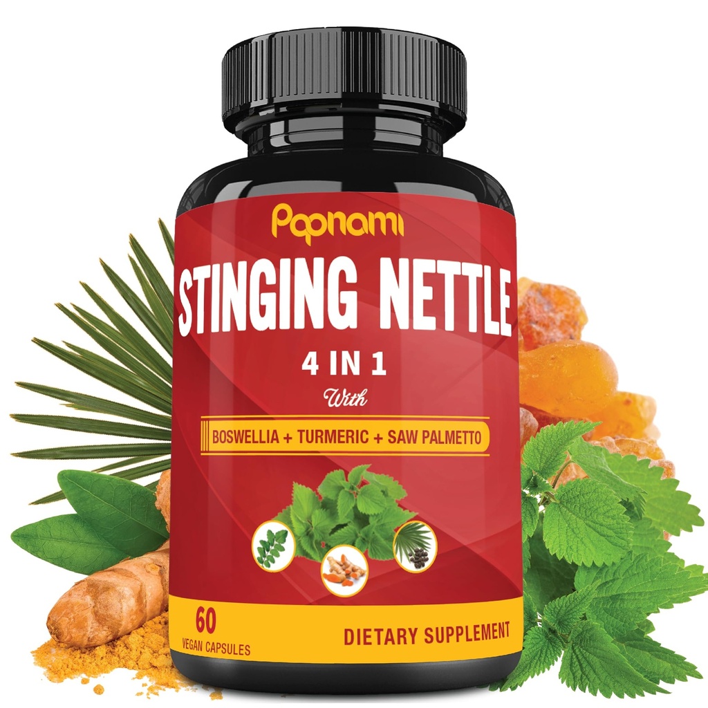 Shinging Nettle Extract Capsules with Boswellia, Turmeric & Saw Palmetto - 2 Month Supply for Joint, Body Management, Skin, Hair & Imunity