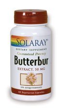 SOLARAY Butterbur Root Extract 50mg 124; Dukungan untuk Healthy Vascular Smooth Muscle, Blood Flow, Fungsi Repiratory & Sistem Uriner Kesehatan 124; 60ct