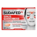 Sudafed PE Sinus Pressure + Pain Relief Tablet, Maximum Energy, Non-Drowsy, OTC Sinus Relief Medicine dengan Acetaminopenhen Pain Reliever & Phenylephrine HCl Nasal Decongestan, 24