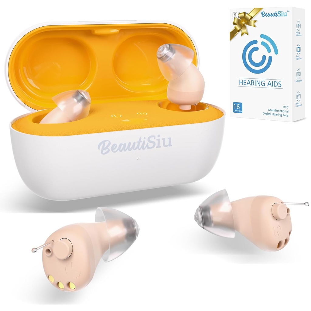 Hearing-Aids - Premium Reschargaeable Hearing-Aid for Elder / Senior Hearing Loss with Superior Noise Cancellation, Invisible Hearing Aids with Charging Case, Long Lasting Up to 150hrs