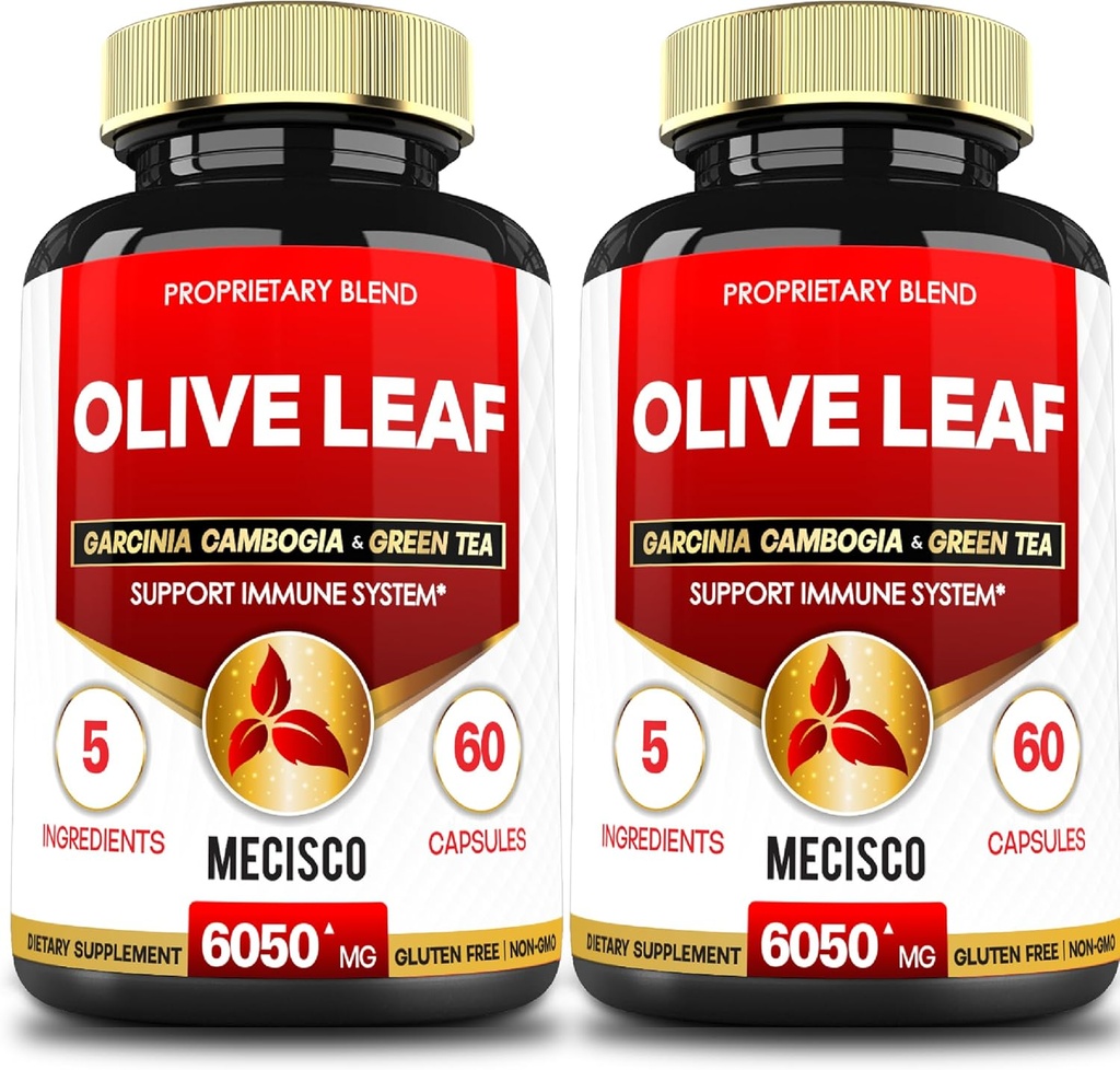 5in1 Olive Leaf Extract untuk 4 Bulan 6050mg dengan Garcinia Camogia, Green Tea, Green Coffee & Black Pepper - Kesehatan Kardiovaskular, Nah Menjadi & Imune Dukungan - 2 Paket 60 Capsules