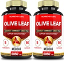 5in1 Olive Leaf Extract untuk 4 Bulan 6050mg dengan Garcinia Camogia, Green Tea, Green Coffee & Black Pepper - Kesehatan Kardiovaskular, Nah Menjadi & Imune Dukungan - 2 Paket 60 Capsules