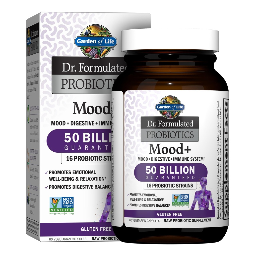 Garden of Life Dr. Formulated ProgramMood + - 50 Milyar CFU - Support Relaxation & Digetical Health - 60 Vegetarian Capsules