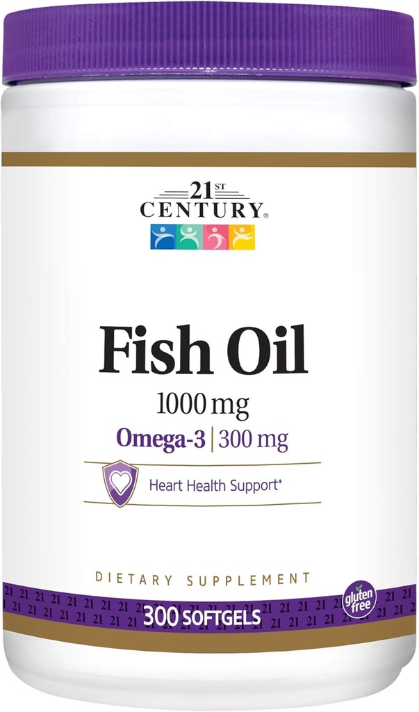 21 Century Minyak ikan 1000 mg Softgels, 300-Count (Paket 3)