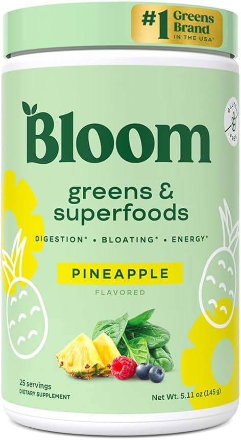 Bed nutrition Superfood Greader Powder, Digetical Enzymes with Propoletic and Pregrance, Gut Health, Bloating Relief for Women, Chlorella, Green Juice Mix with Beet Root Pouder, 25 SVG, Pineapple