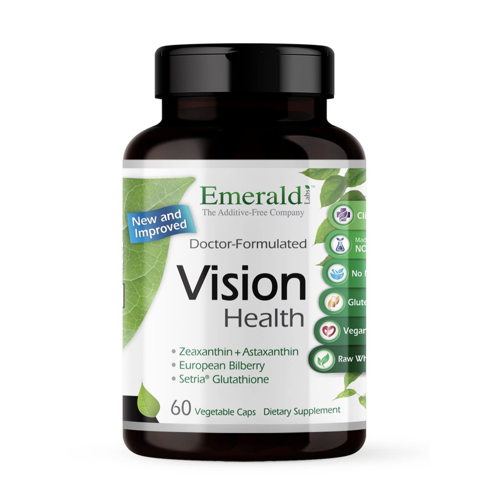 EMERALD LABS Vision Health - Premium Eye Health Suplement with Lutein, Dalxanthin & Albion Cheriated Zinc - Vegan & Gluten- Free - 60 Vegetable Capsules (30- Day Suppply)