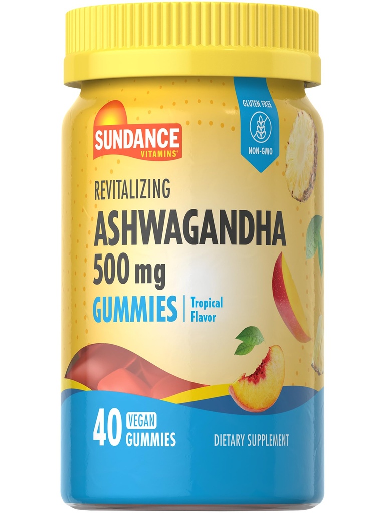 Sundance Ashwagandha Gummies 12.000; 500mg 124; 40 Vegan Gummies 12.4; Vegan, Non-GMO, dan Gluten Free Supplemen
