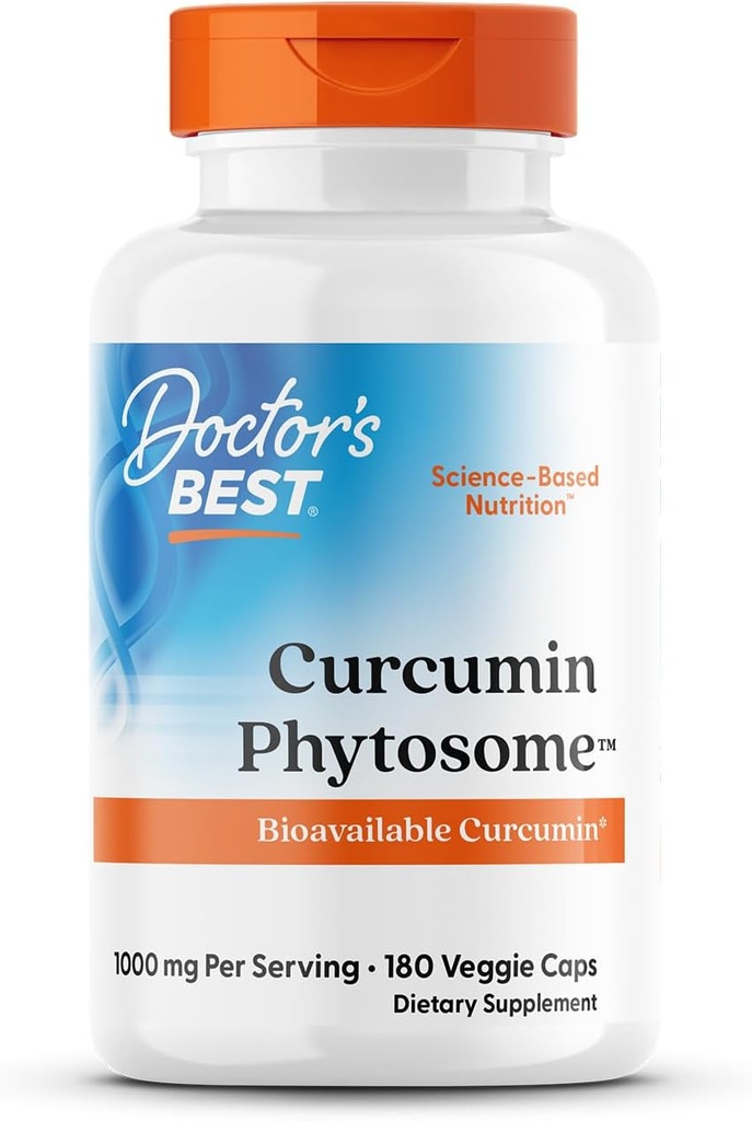 Doctors Best Curcumin Phytosome, Biovailable Curcumin, Non- GMO, Gluten Free, Soy Free, Vegan, 100mg, 180 Veggie Caps