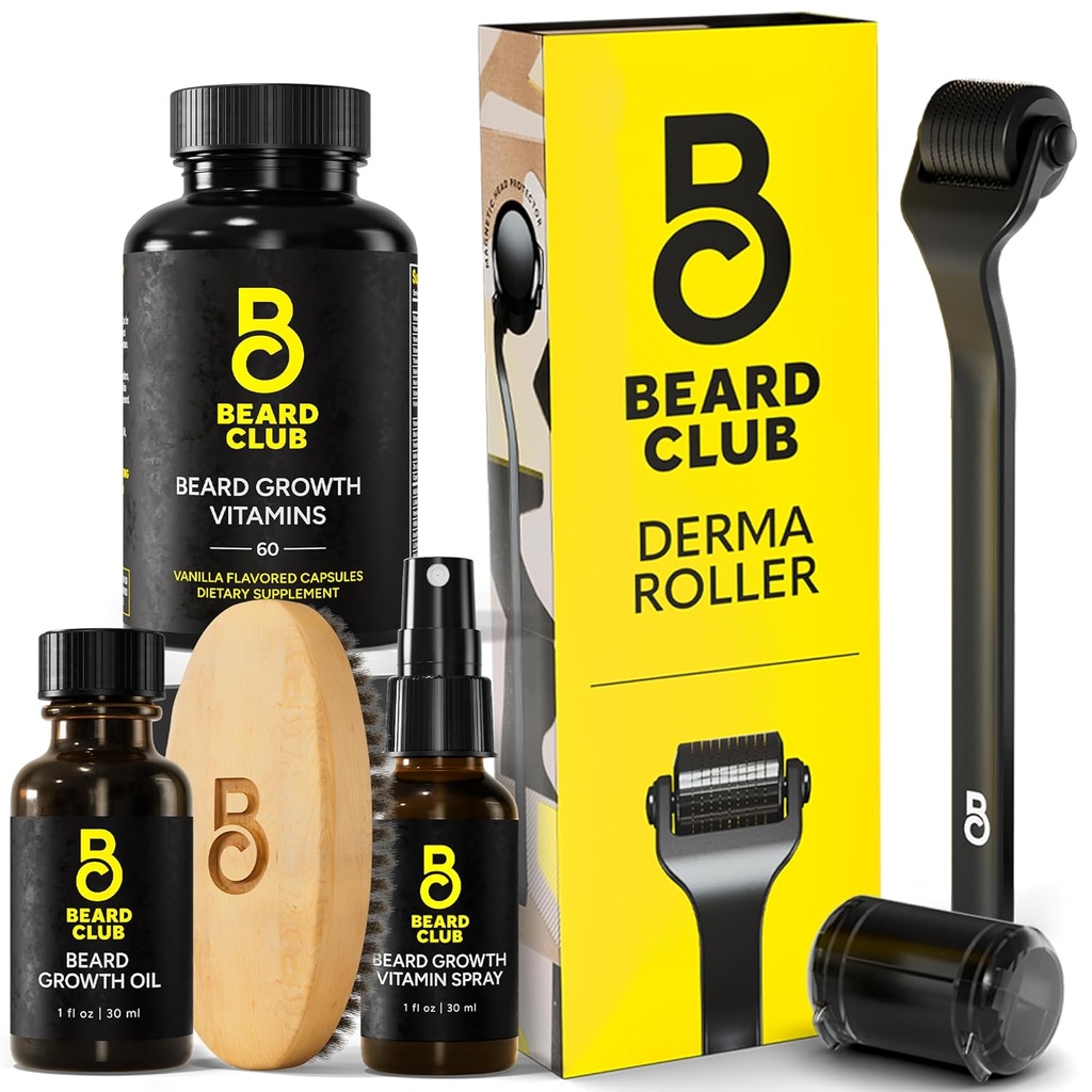 Klub Beard Derma Roller & EstiveBeard Kit - Beard Roller, Beard Oil, Beard Sembah, Beard Vitamin